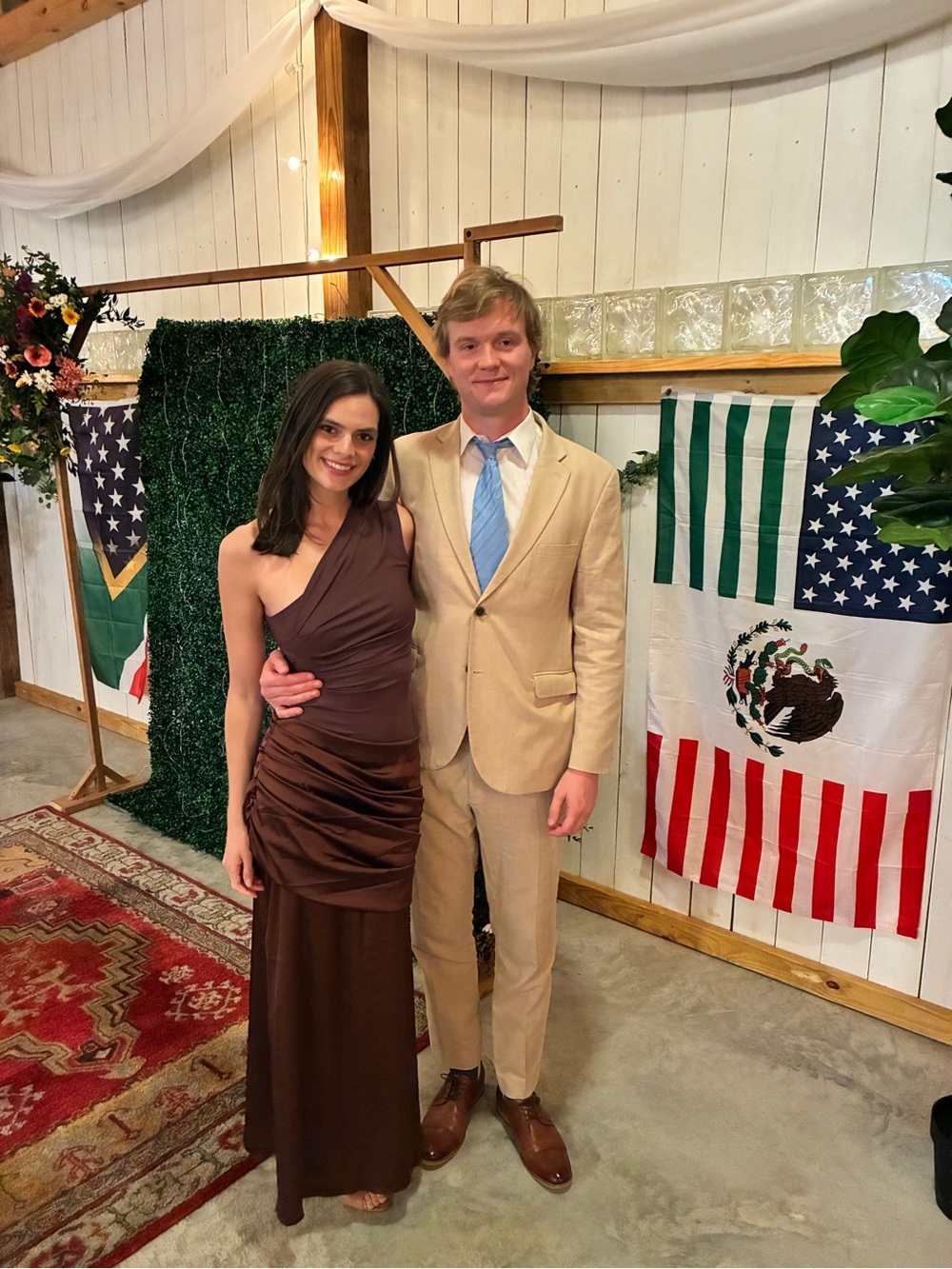 Women’s wedding guest dress, semi formal dress - chocolate brown and satin